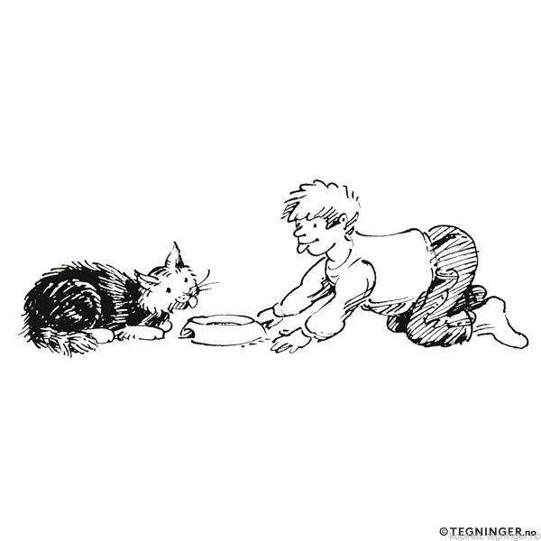 Barn leker katt - BARNEHAGE