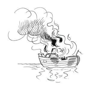 Brennende båt