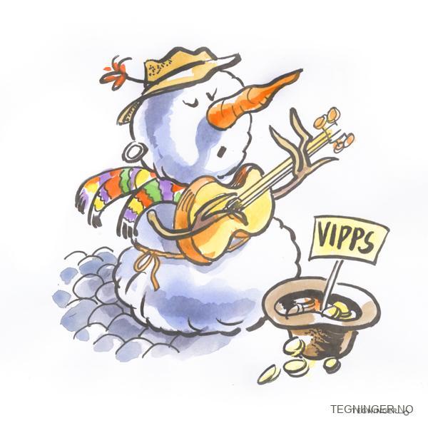 snømann spiller gitar