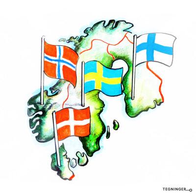 karta över Sverige, Norge, Finland och Danmark