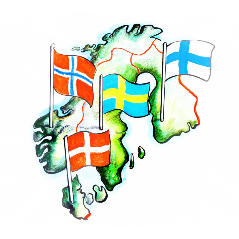 karta över Sverige, Norge, Finland och Danmark