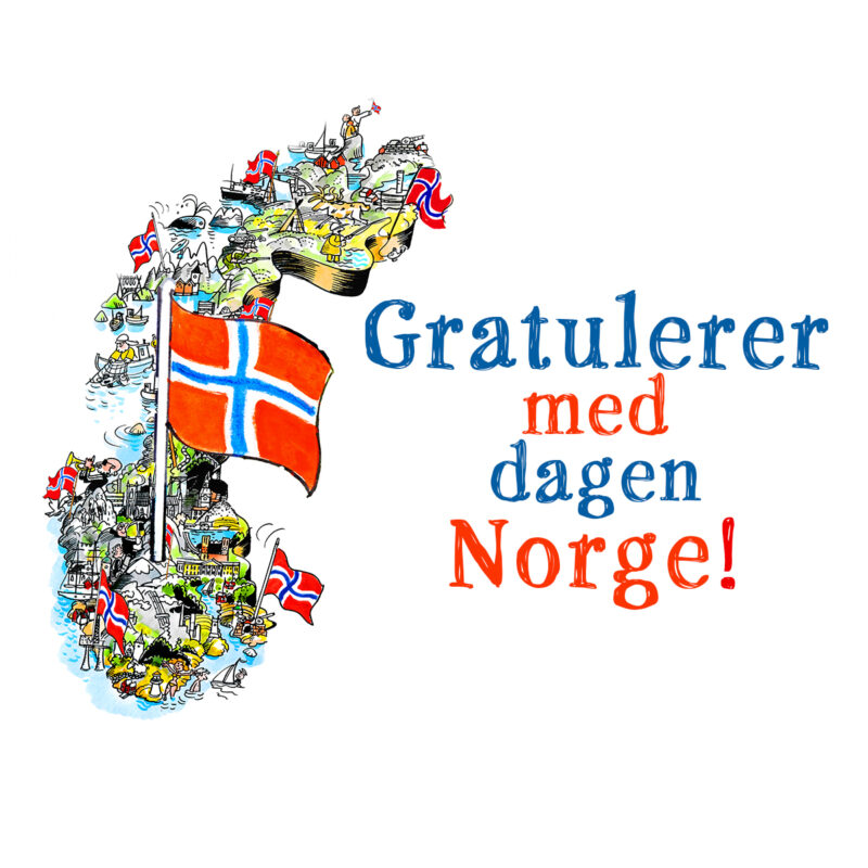 !7.mai bilde - Norge med flagg