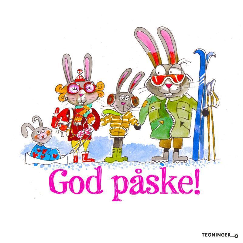 God Påske - familie. Påskebilde av påskehare