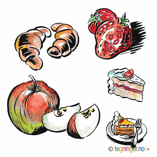 Kaker, jordbær og eple – MAT
